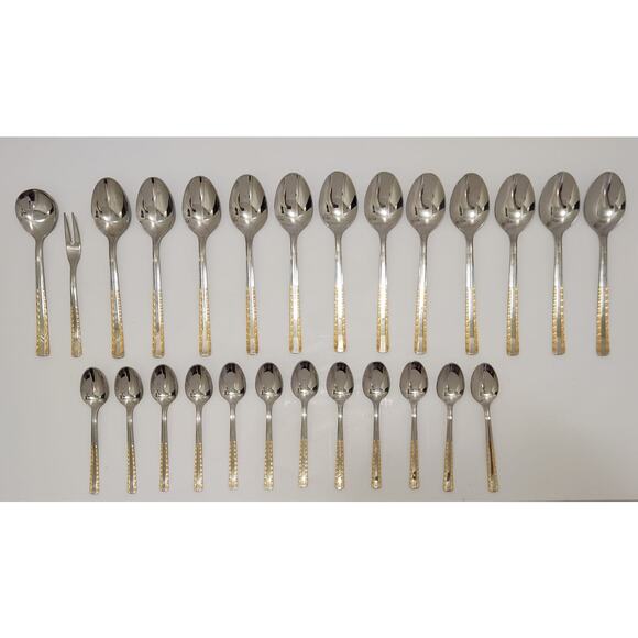 Vtg Solingen Germany 18-10 Gold Accented Flatware Lot Of 38 Spoons Forks - Picture 1 of 8